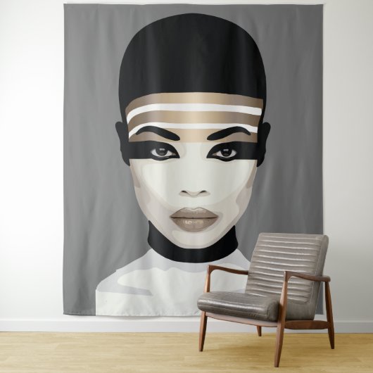 Abstract Futuristisch Stamportret Kunst Wandkleed (In situ)