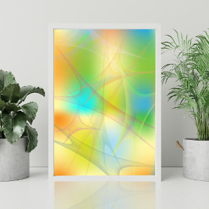 Abstract Futuristische Neon Groen Teal Geel Mengel Poster