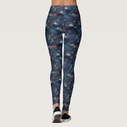Abstract Galaxy Donkerblauw Groen Stropdas-kleurst Leggings (Achterkant)