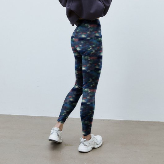 Abstract Galaxy Donkerblauw Groen Stropdas-kleurst Leggings