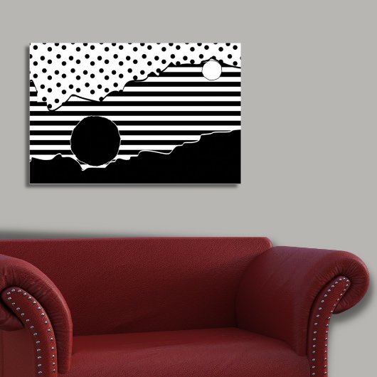 Abstract gebarsten zwart-wit draaikolk poster