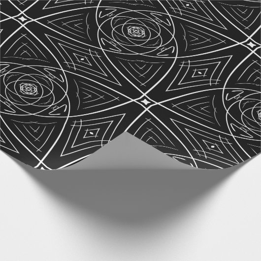 Abstract gebladerte, zwart en wit cadeaupapier (Hoek)