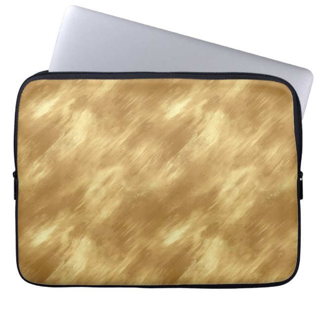 Abstract Geborstelde Goud Textuur Laptop Sleeve (Voorkant)