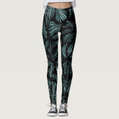 Abstract Gebroken Glas Blauwe Patroon Leggings (Voorkant)