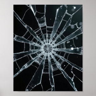 Abstract Gebroken Glas Textuur Gebroken Web Barst Poster
