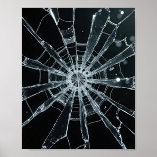 Abstract Gebroken Glas Textuur Gebroken Web Barst Poster