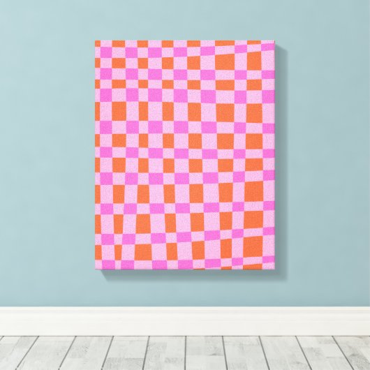Abstract Gecontroleerd patroon van Vormen in Roze Canvas Afdruk (Insitu (Houten vloer))