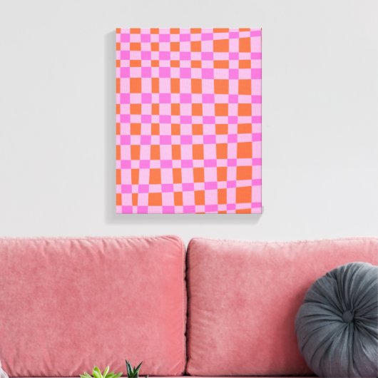 Abstract Gecontroleerd patroon van Vormen in Roze Canvas Afdruk (Insitu (Woonkamer))