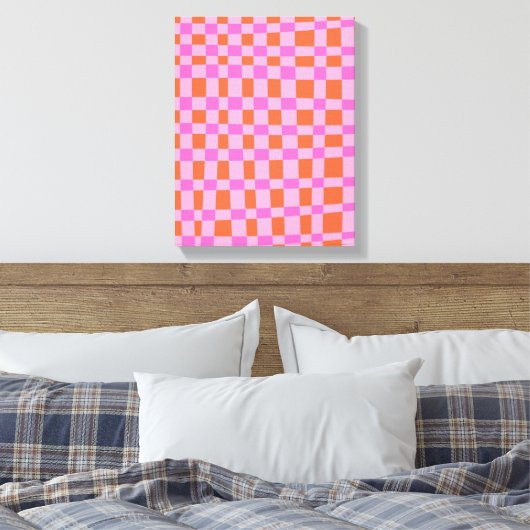 Abstract Gecontroleerd patroon van Vormen in Roze Canvas Afdruk (Insitu (Slaapkamer))