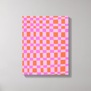 Abstract Gecontroleerd patroon van Vormen in Roze Canvas Afdruk