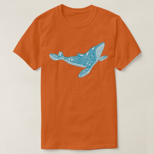 Abstract gedecormeerd walvisontwerp t-shirt (Design voorkant)