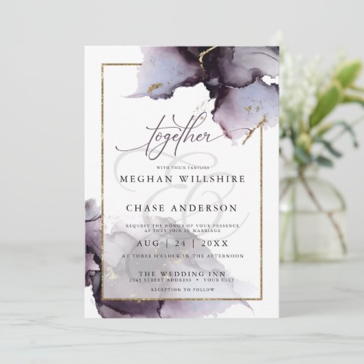 Abstract Gedempt Amethyst Heide Paars Trouwfeest Kaart (Staand voorkant)