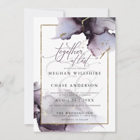 Abstract Gedempt Amethyst Heidepaars Huwelijksuitn Kaart (Voorkant)