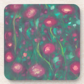 Abstract gedempte rode rozen bier onderzetter (Voorkant)