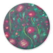 Abstract gedempte rode rozen  keramische knop (Voorkant)