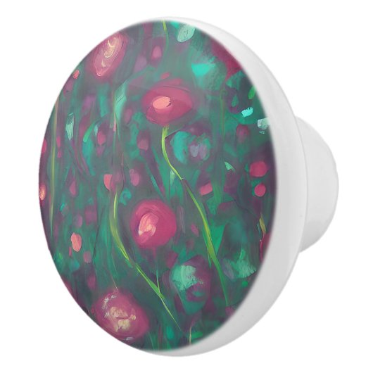 Abstract gedempte rode rozen  keramische knop (Rechts)