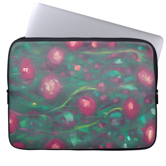Abstract gedempte rode rozen laptop sleeve (Voorkant)