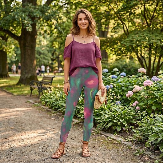 Abstract gedempte rode rozen  leggings