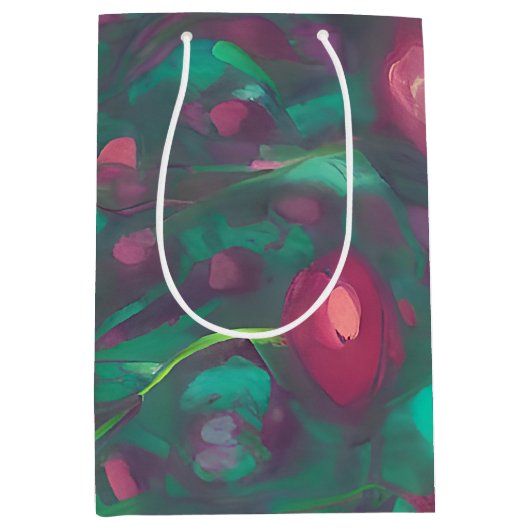 Abstract gedempte rode rozen  medium cadeauzakje (Voorkant)