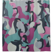 Abstract gedempte tonen pinguïns douchegordijn (Voorkant)