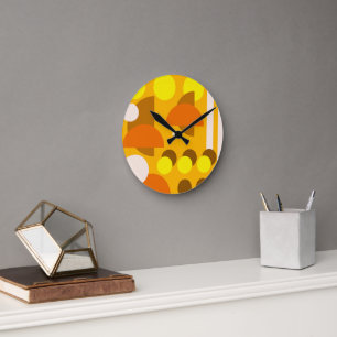 Abstract Geel Beige Bruin Ronde Klok