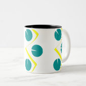 Abstract Geel Blauw 2 Tweekleurige Koffiemok (Voorkant rechts)