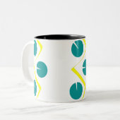 Abstract Geel Blauw 2 Tweekleurige Koffiemok (Voorkant links)