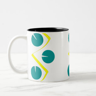 Abstract Geel Blauw 2 Tweekleurige Koffiemok
