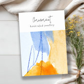 Abstract Geel Blauw Art Waterverf Blank Sieraden Visitekaartje