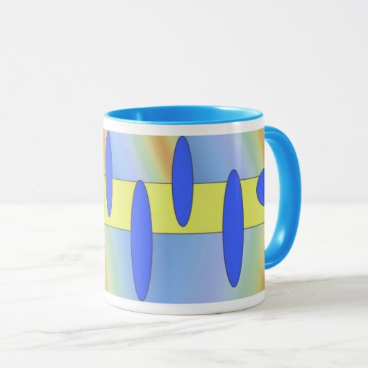 abstract geel blauw mok (Voorkant rechts)