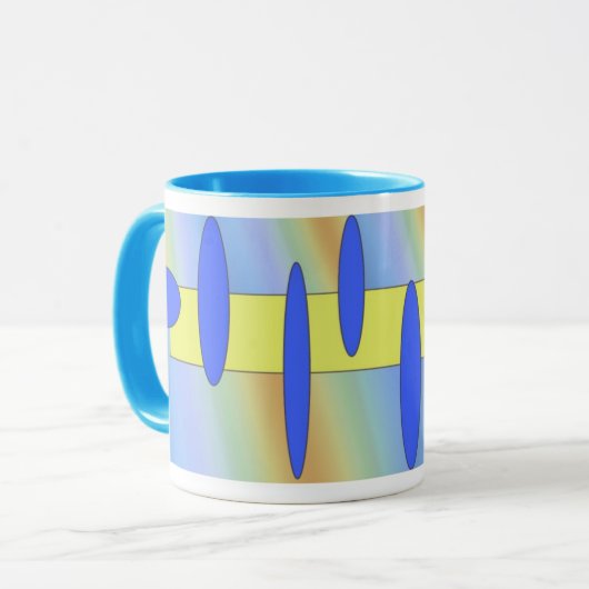 abstract geel blauw mok (Voorkant links)