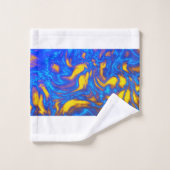 Abstract Geel Blauw Paars Vloeibaar Marmer Bad Handdoek (Wasdoekje)