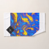Abstract Geel Blauw Paars Vloeibaar Marmer Bad Handdoek (Handdoek)