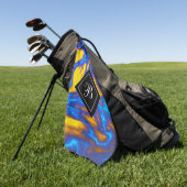 Abstract Geel Blauw Paars Vloeibaar Marmer Golfhanddoek (Groen)