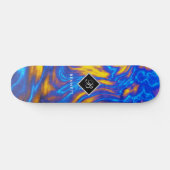 Abstract Geel Blauw Paars Vloeibaar Marmer Persoonlijk Skateboard (Horizontaal)