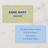 Abstract geel blauw professionele make-up artist visitekaartje (Voorkant / Achterkant)