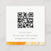 Abstract Geel Blauw Waterverf Art Logo QR Code Vierkante Visitekaartje (Achterkant)