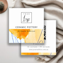 Abstract Geel Blauw Waterverf Art Logo QR Code