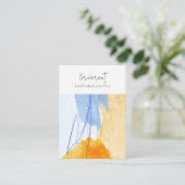 Abstract geel blauw Waterverf haarspeldscherm Visitekaartje (Staand voorkant)