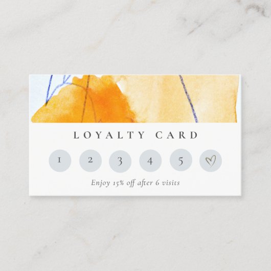 Abstract geel blauw Waterverf kunst loyaliteit Kaa Visitekaartje (Voorkant)