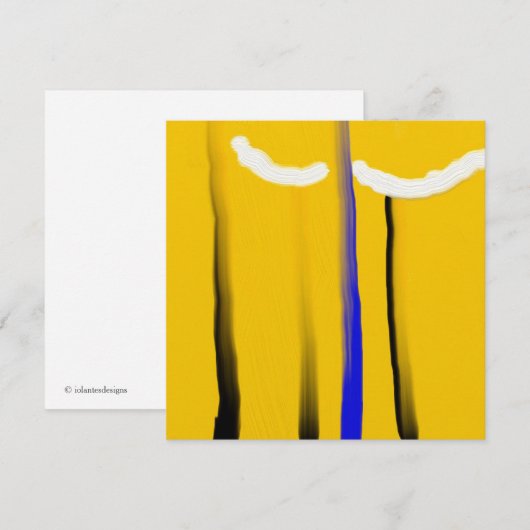 Abstract geel blauw wit olieverschilderij (Voorkant / Achterkant)