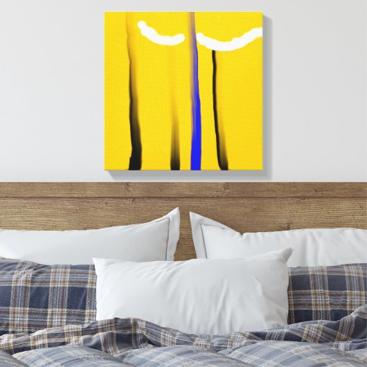 Abstract Geel Blauw Zwart Wit Olie Schilderij Canvas Afdruk (Insitu (Slaapkamer))