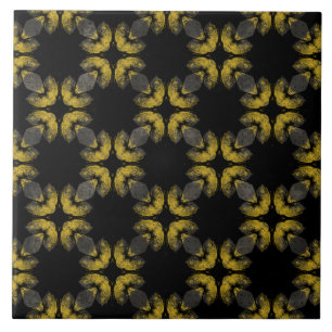 Abstract Geel, Bronze en Zwart Patroon Tegeltje