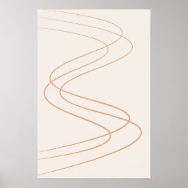 abstract geel en beige lijnkunst/minimalistisch poster