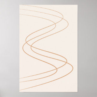 abstract geel en beige lijnkunst/minimalistisch poster