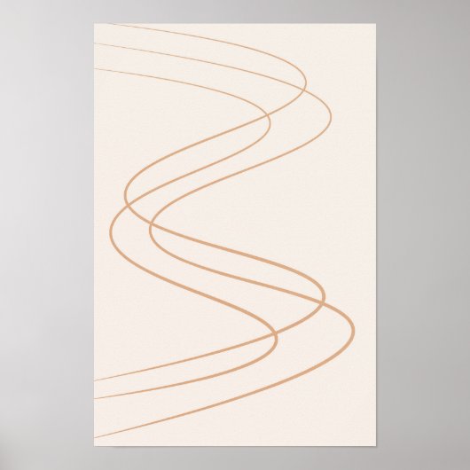 abstract geel en beige lijnkunst/minimalistisch poster (Voorkant)