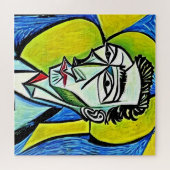 Abstract Geel en Blauw Art Man Legpuzzel (Horizontaal)