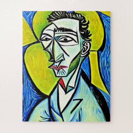Abstract geel en blauw Fun Art Man Legpuzzel