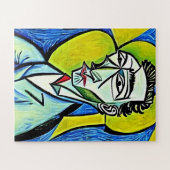 Abstract geel en blauw Fun Art Man Legpuzzel (Horizontaal)
