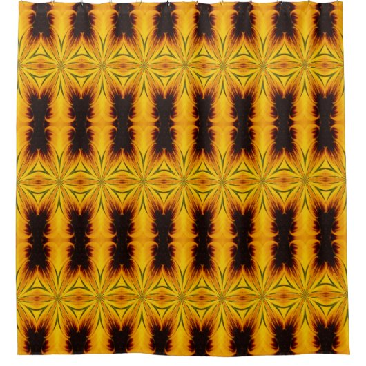 Abstract geel en bruin patroon douchegordijn (Voorkant)